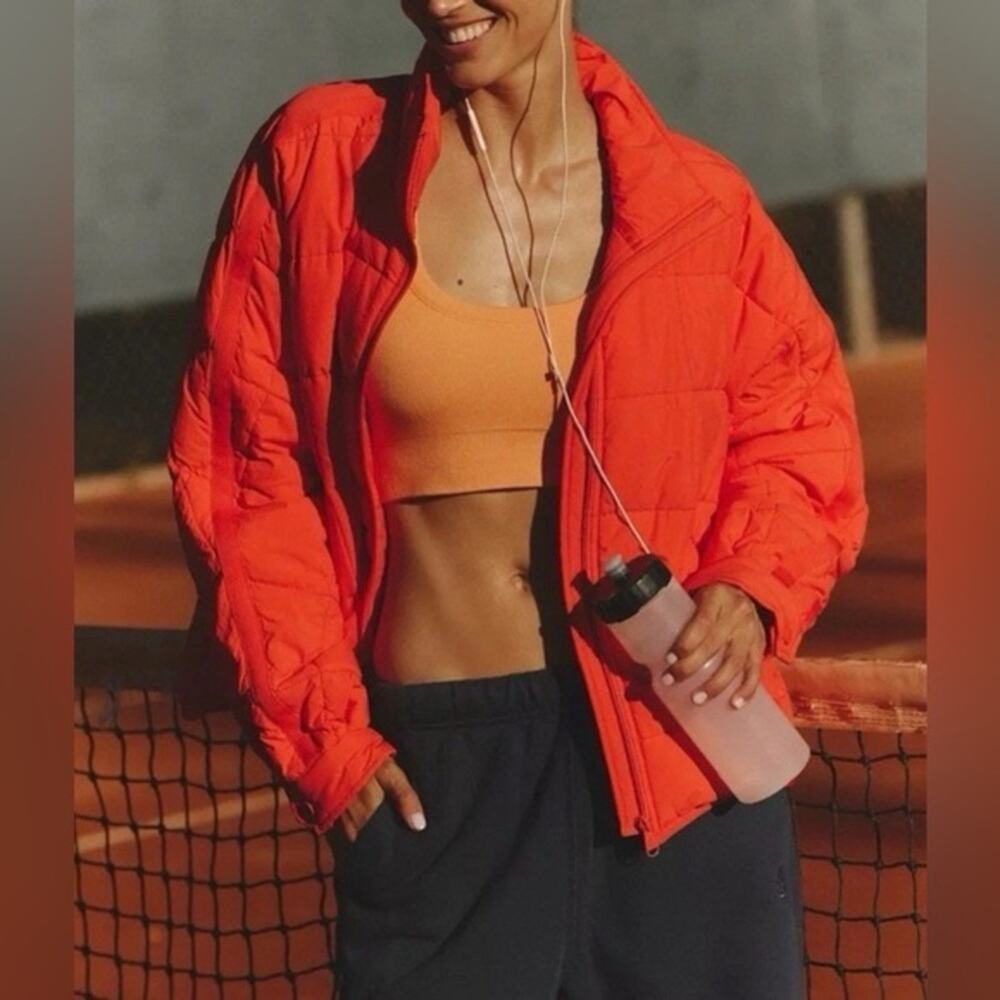 Free People Pippa Packable Puffer Jacket Hot Watermelon